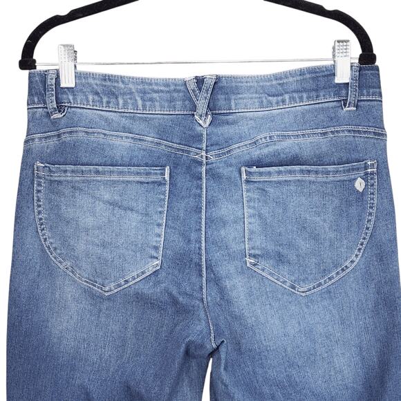 Democracy Ab Technology Skinny Jeans 10 Womens Med Blue Faded Distressed Raw Hem - Picture 11 of 12